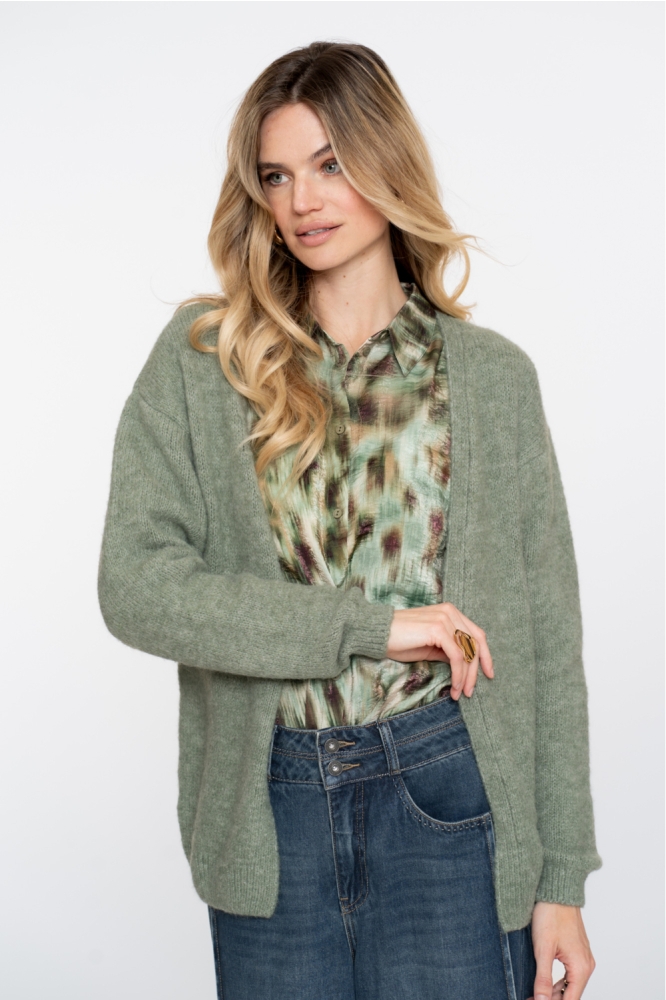 BLOUSE MET AQUARELPRINT 53659 20 000530 GREEN/BROWN